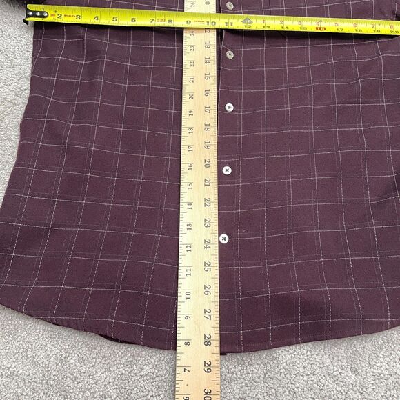 7 Diamonds Aspen Flannel Button Down Shirt Mens Medium Plaid Dark Red Casual Top - Picture 9 of 14